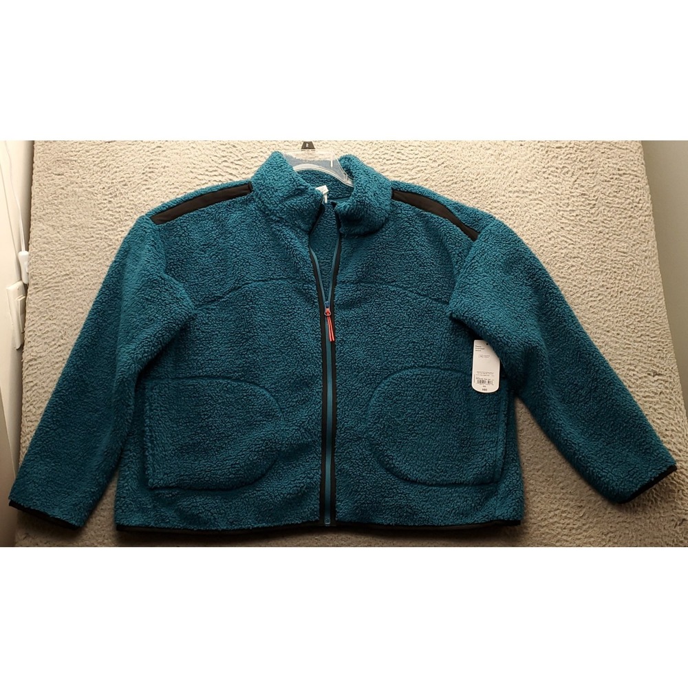Xersion Teddy Bear Fleece Oversized Jacket Mens XXL Green Long Sleeve Full Zip